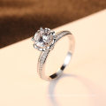 AAA Clear CZ Engagement Ring with Flower Shape 925 Sterling Silver Ring